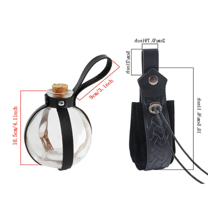 1/6pcs Renaissance Accessories Medieval Pirate PU Leather Belt Bag Cork Potion Bottle Belt Halloween Cosplay Costume