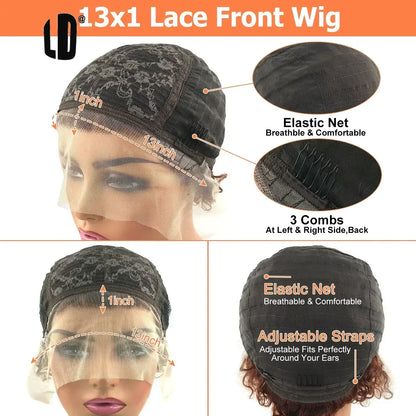 Curly Pixie Cut Human Hair Wig 13x1 HD Lace Front