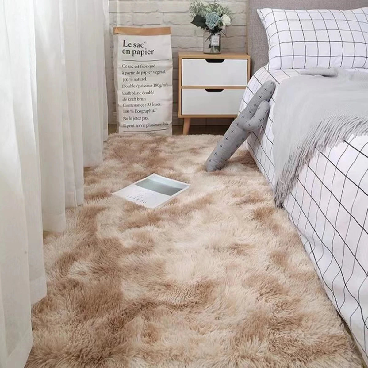 Fluffy Area Rug Soft Shaggy Non Slip Bedroom Carpet