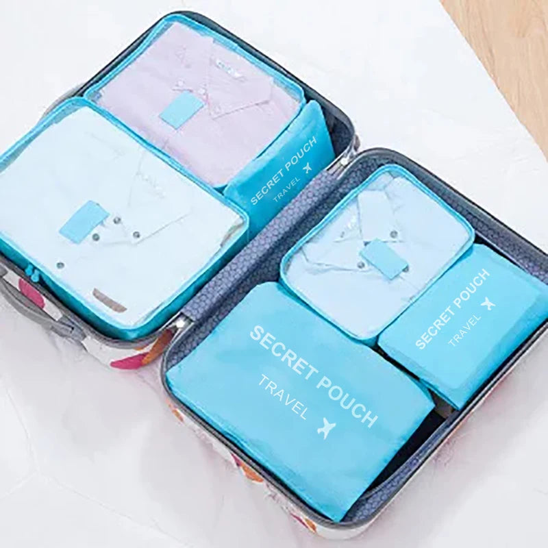 Travel Storage Bags 6 Piece Waterproof Packing Cubes Set