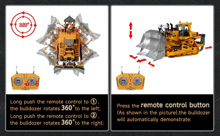 4WD RC Excavator Dump Truck Bulldozer 1:20 Remote Control Toy