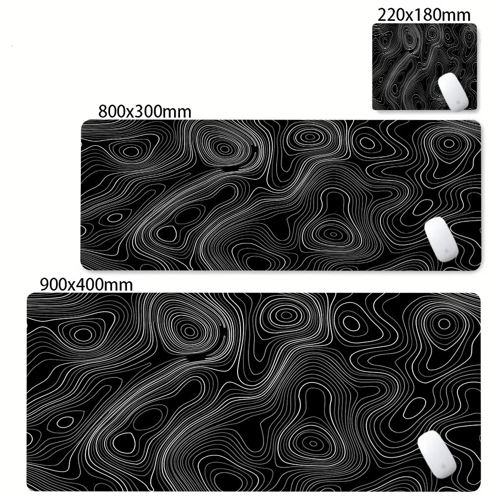 XXL Black & White Desk Mat – Abstract Liquid Gaming Mouse Pad