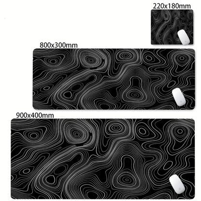 XXL Black & White Desk Mat – Abstract Liquid Gaming Mouse Pad