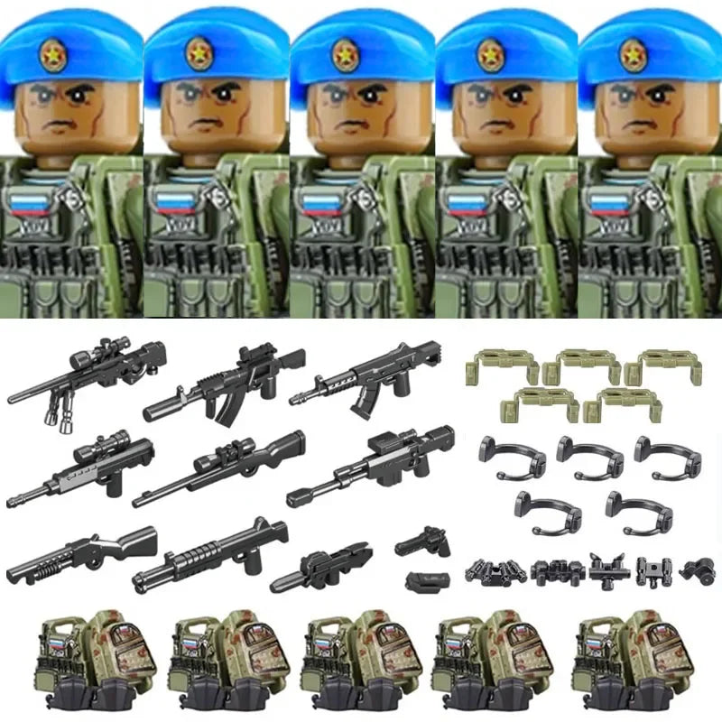 Military Soldier Building Blocks Mini Figure Set with Accessories