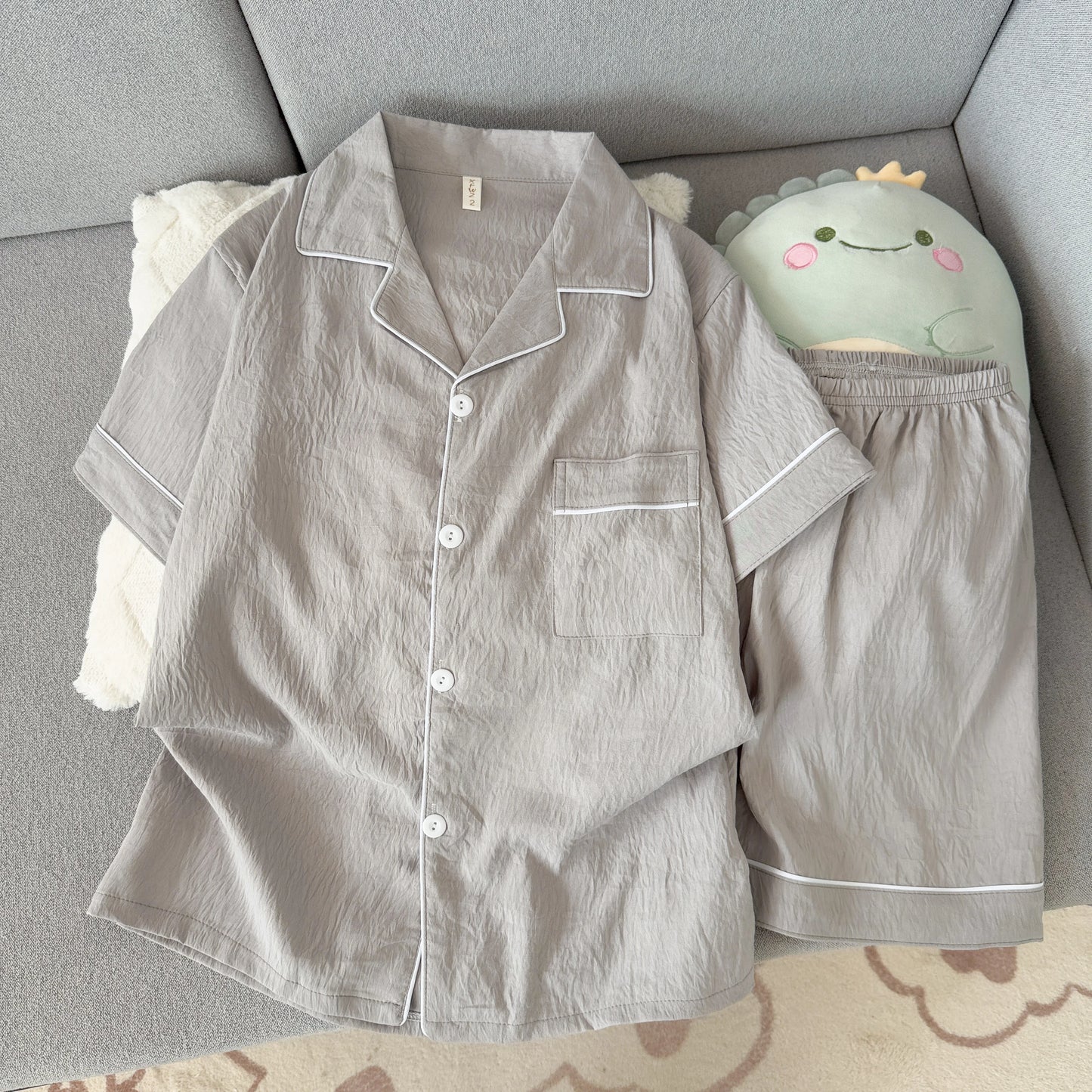 Men's Slim Fit Pajama Set Short Sleeve Summer Loungewear
