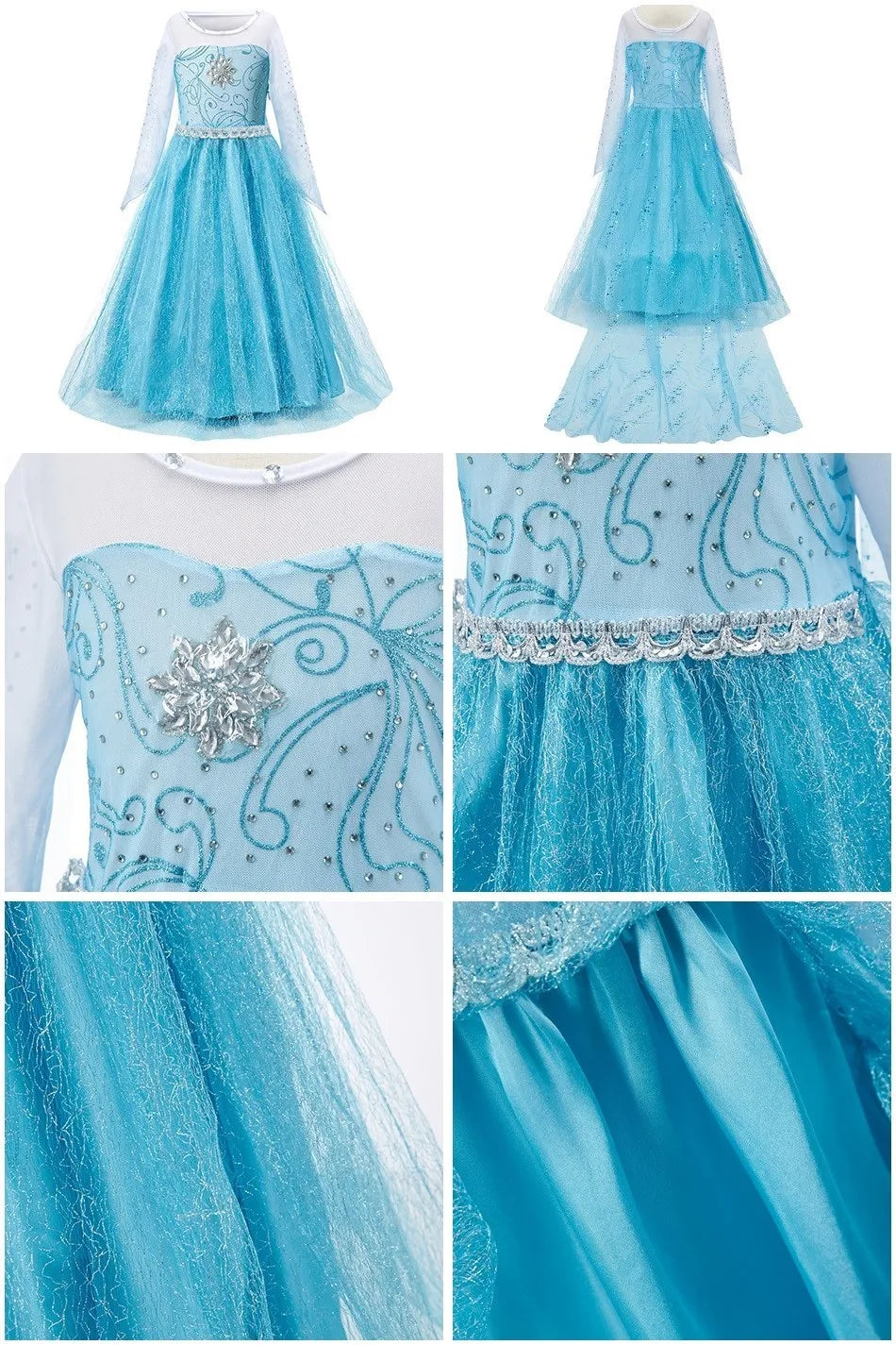 Girls Princess Dress Elsa Anna Kids Cosplay Costume