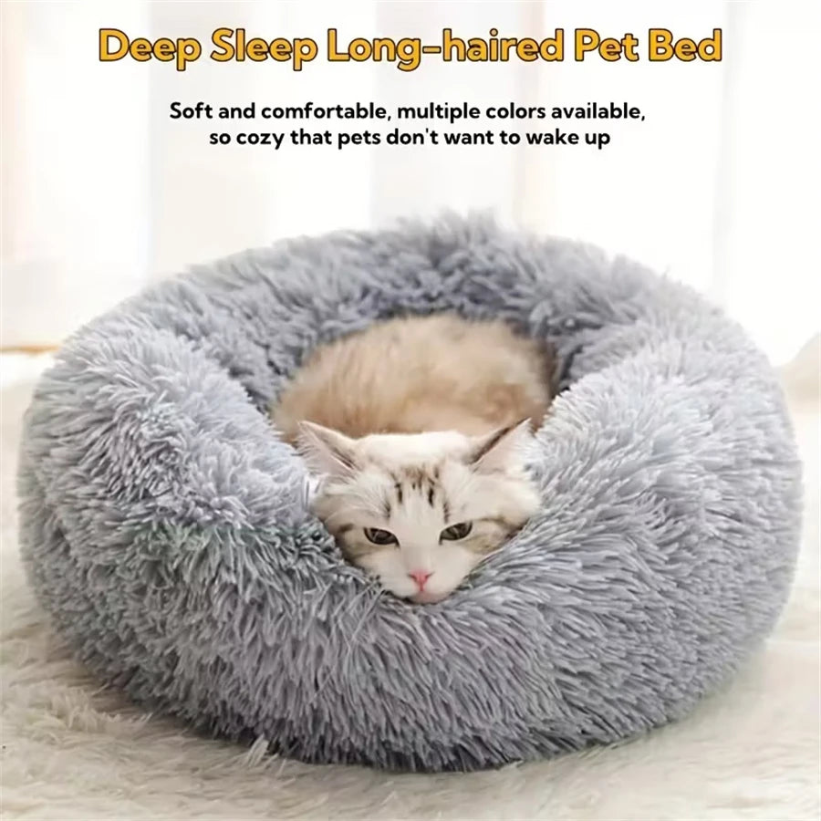 Donut Cat Bed – Plush Washable Round Pet Bed for Dogs