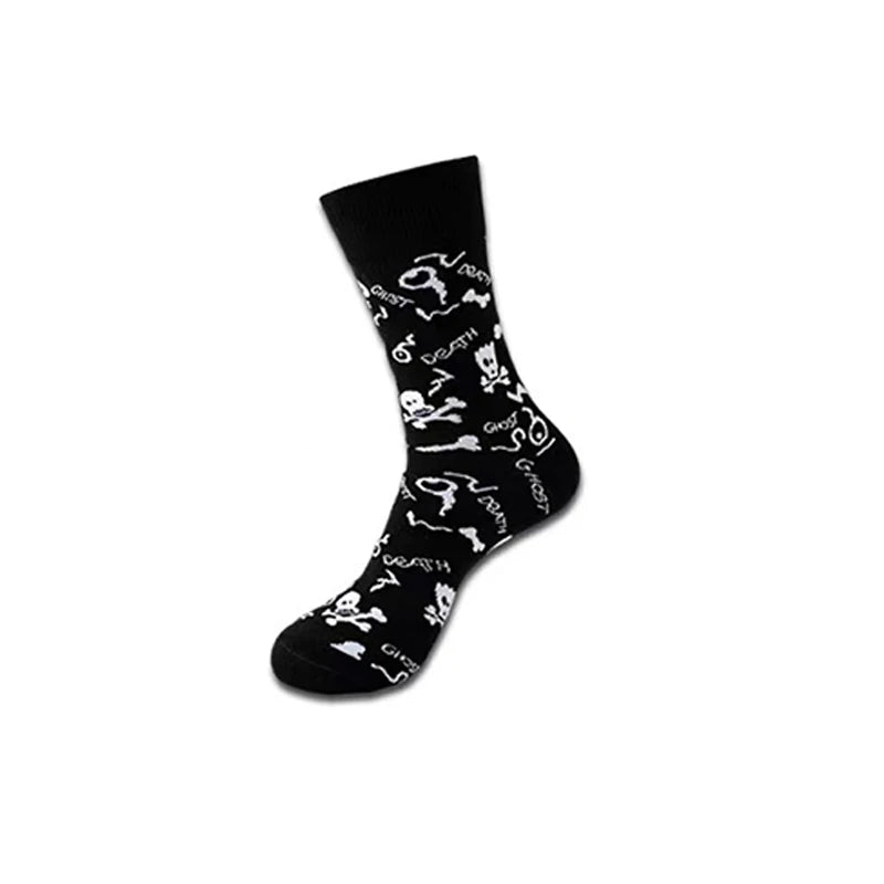 1/8 Pairs Unisex Halloween Printed Mid Tube Socks Fashionable Skull Pumpkin Sweat Absorbing Breathable All Season Casual Socks
