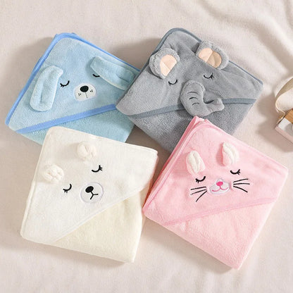 Baby Hooded Bath Towel Coral Fleece Toddler Bathrobe