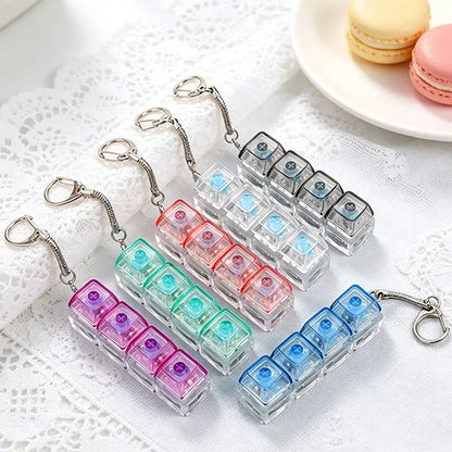 LED Keyboard Keychain Fidget Toy Crystal Clicker Sensory Gadget
