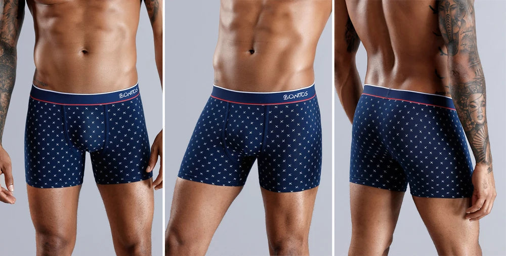 Men's Cotton Boxer Shorts 4PCS Soft Stretch Underwear Set