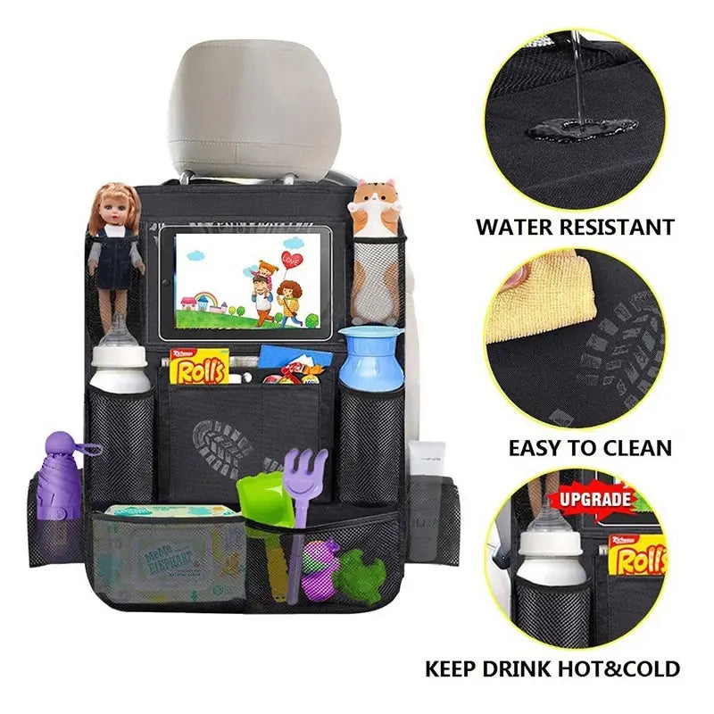 Car Backseat Organizer with Touch Screen Tablet Holder
