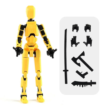 T13 Multi-Joint Robot Action Figure with Dog – 14cm Poseable Model