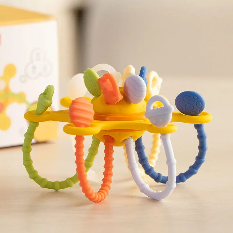 Pull String Sensory Toy Silicone Montessori Baby Teether