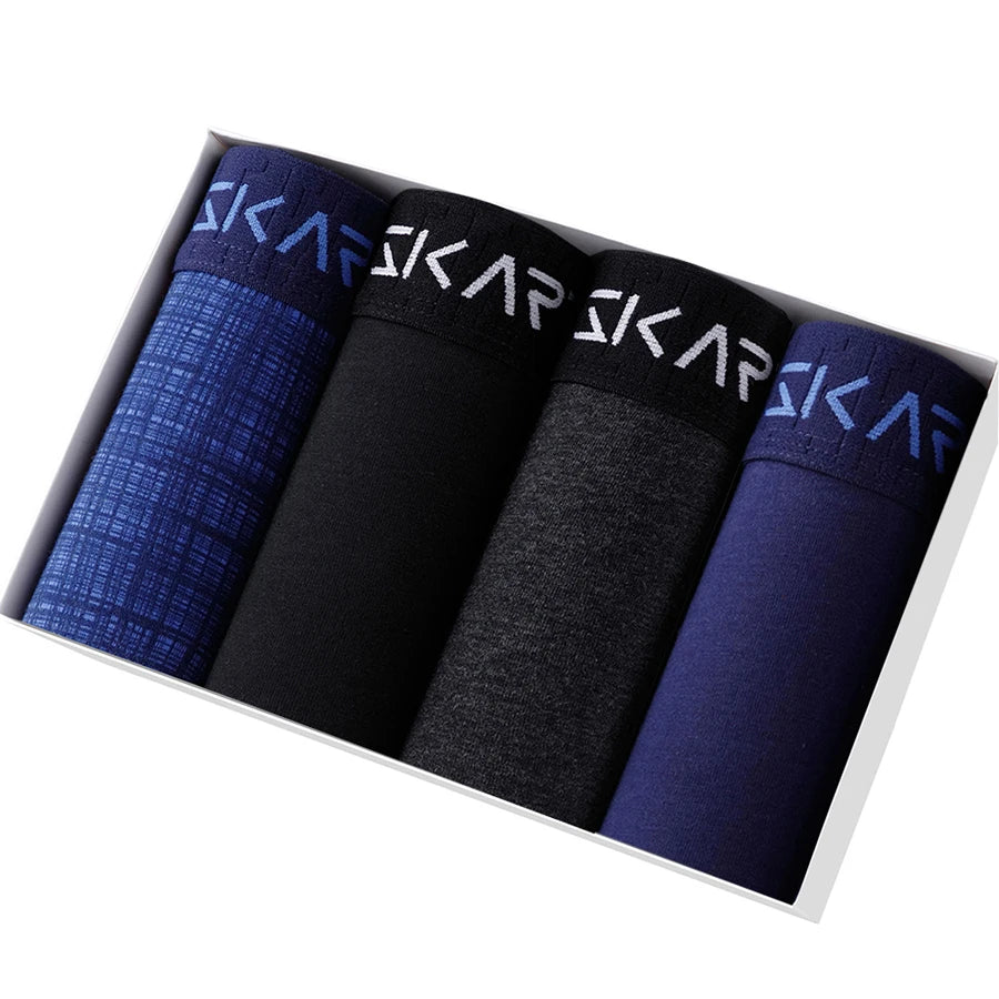 Men's Cotton Boxer Shorts 4PCS Soft Stretch Underwear Set