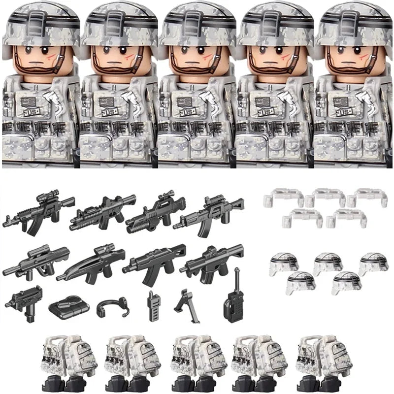 Military Soldier Building Blocks Mini Figure Set with Accessories