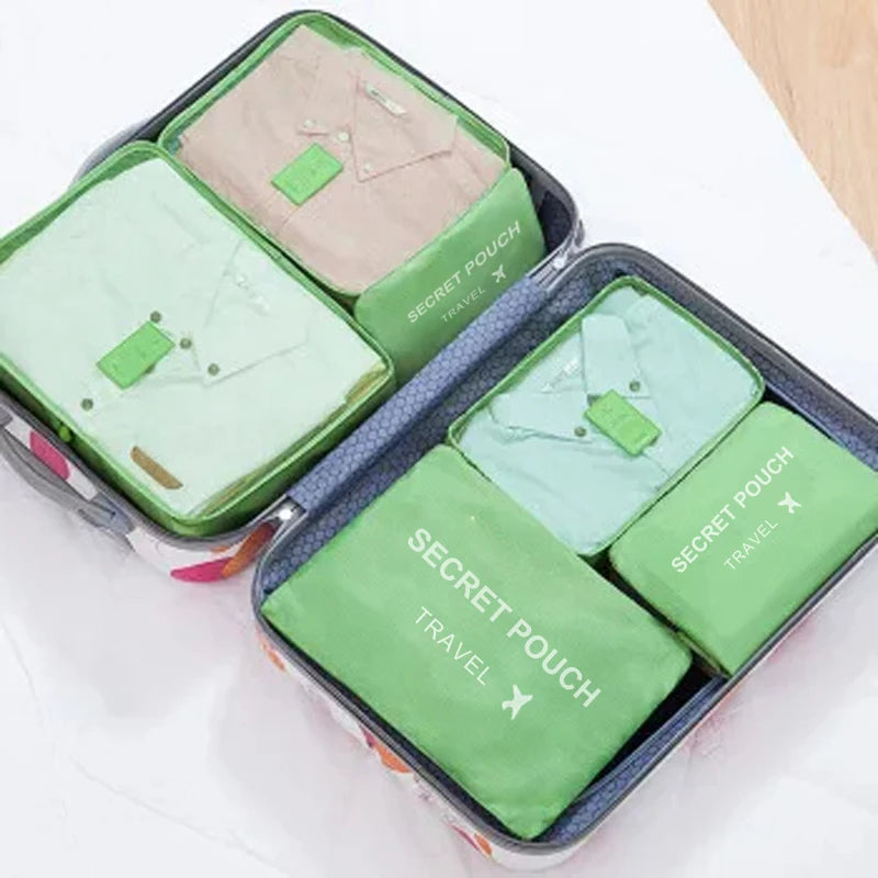 Travel Storage Bags 6 Piece Waterproof Packing Cubes Set
