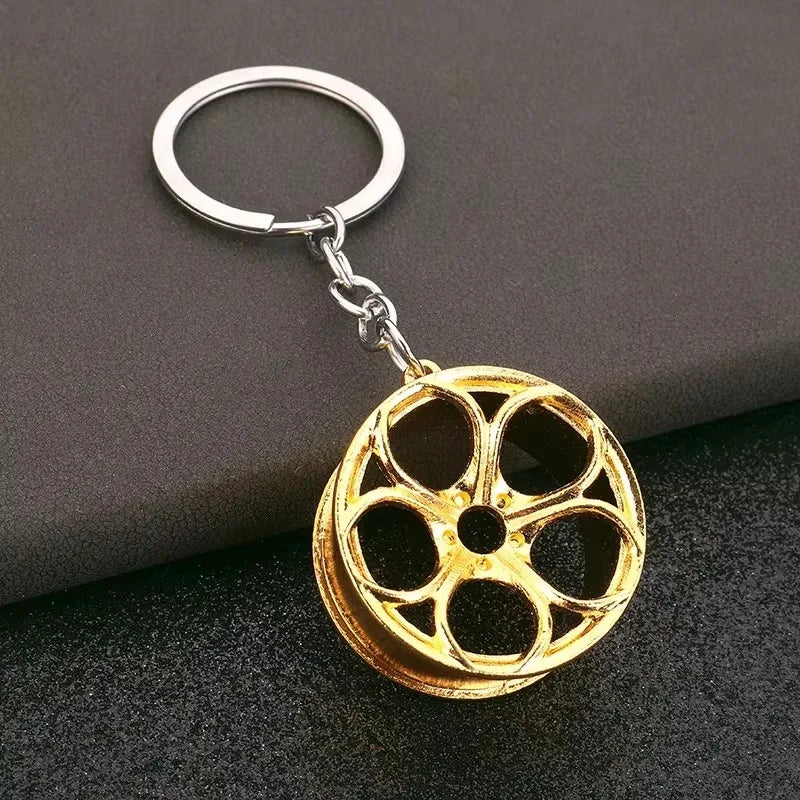 Stainless Steel Car Keychain – Brake Disc Turbo Gear Keyring for Men
