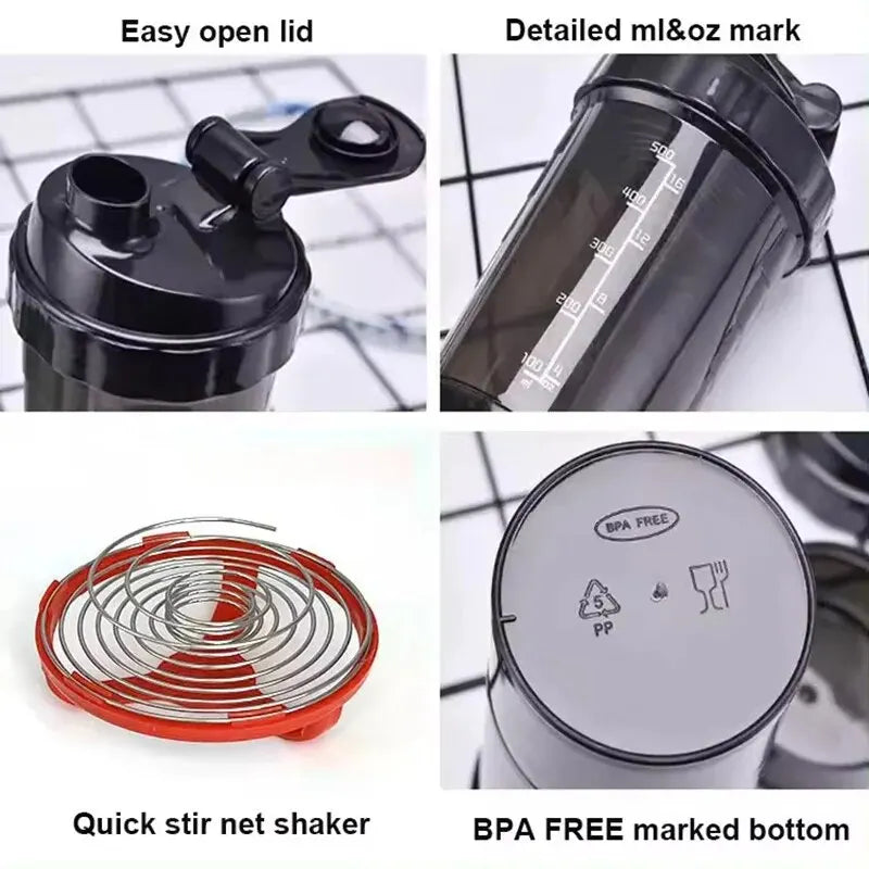 Protein Shaker Bottle – 3 Layer Fitness Mixing Cup