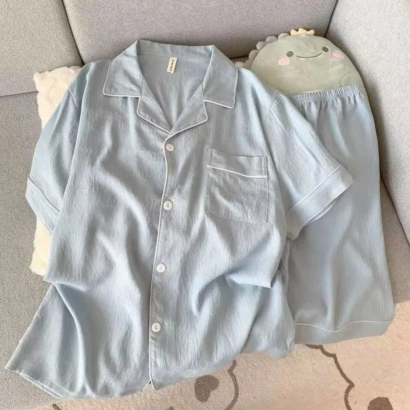 Men's Slim Fit Pajama Set Short Sleeve Summer Loungewear