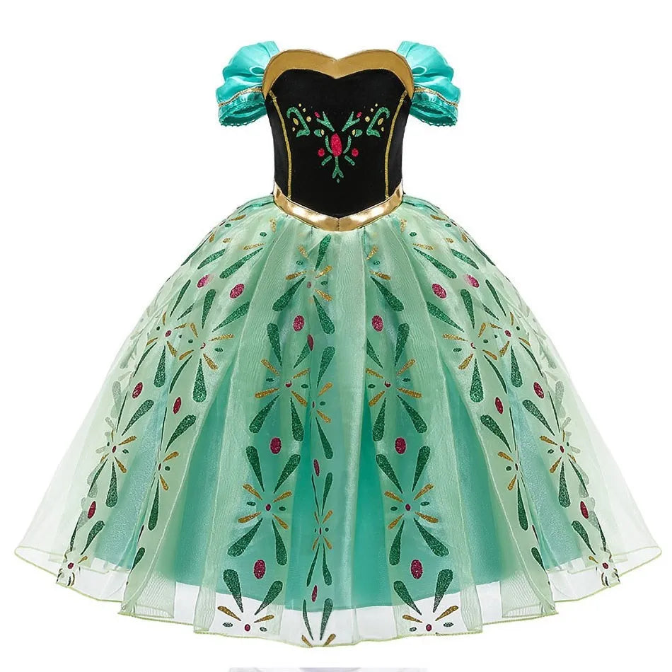 Girls Princess Dress Elsa Anna Kids Cosplay Costume