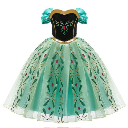 Girls Princess Dress Elsa Anna Kids Cosplay Costume