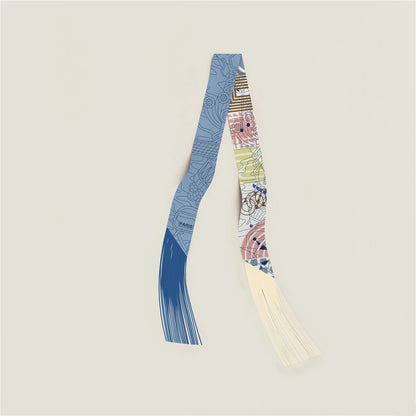 Tassel Scarf Fashion Design Women Scarf Brand Silk Scarf Hair Headband Foulard Skinny Bag Scarves Neckerchief Handbag Decoration