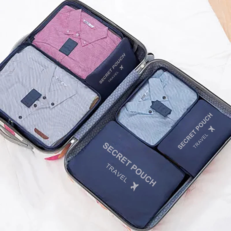 Travel Storage Bags 6 Piece Waterproof Packing Cubes Set