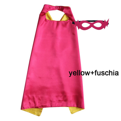 Kids Superhero Cape with Mask Reversible Satin Costume