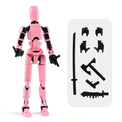 T13 Multi-Joint Robot Action Figure with Dog – 14cm Poseable Model
