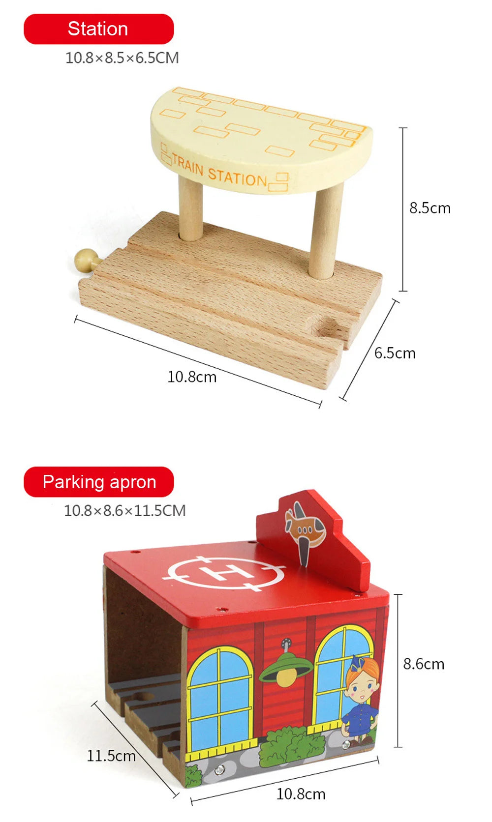 Wooden Train Track Accessories Beech Wood Railway Bridge Tunnel