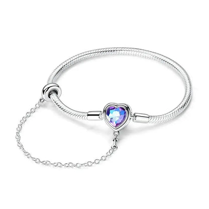 925 Sterling Silver Heart Bracelet with Zircon Accent