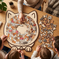 Cat Shape Wooden Puzzle with Stand – Unique Animal Jigsaw