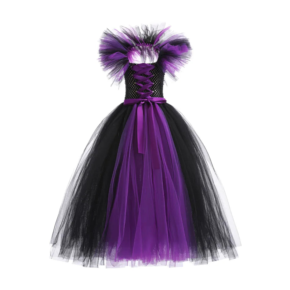 Maleficent Costume Dress for Girls Halloween Princess Gown