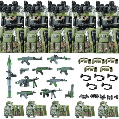 Military Soldier Building Blocks Mini Figure Set with Accessories
