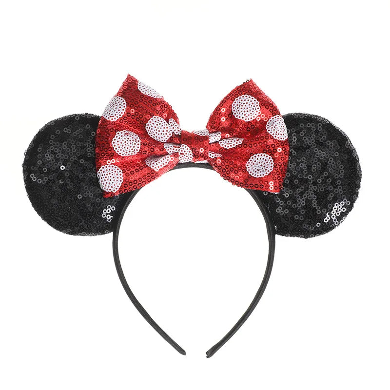 Mouse Ears Headband with Sequin Bow for Parties & Cosplay