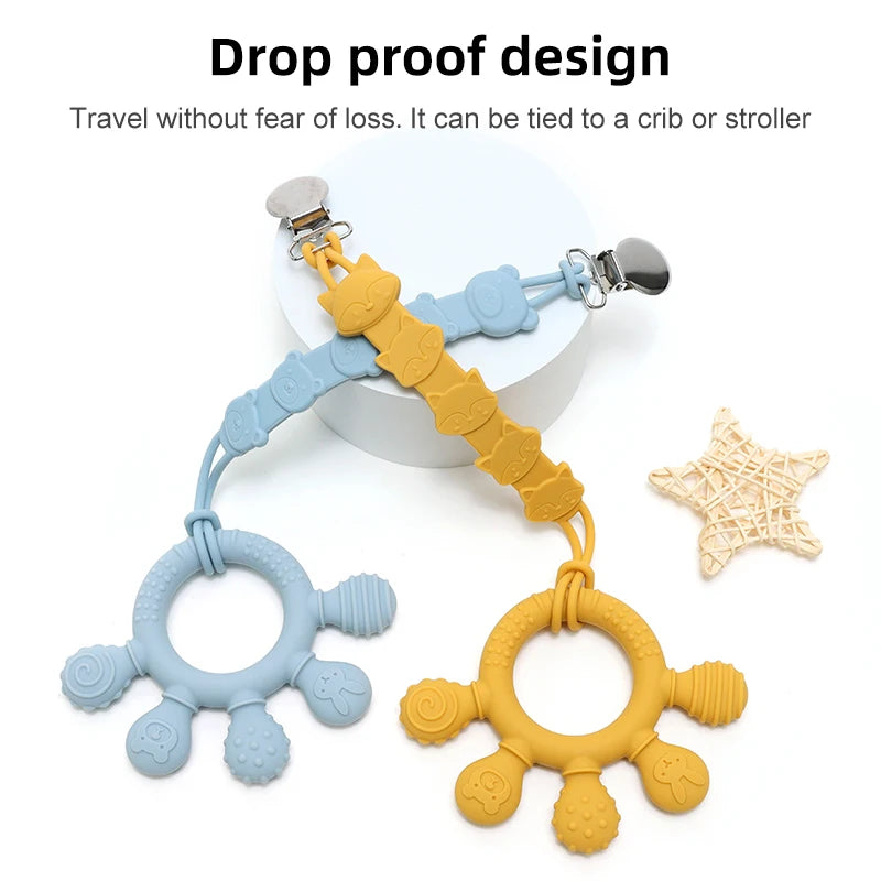 Silicone Baby Ring Teether Sensory Chew Toy for Infants