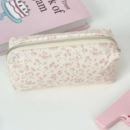 Floral Pencil Case Large Capacity Canvas Pen Bag