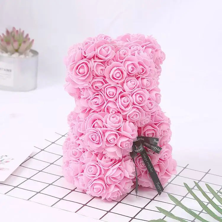 Rose Bear Gift 25cm Artificial Teddy Rose Bear with Box