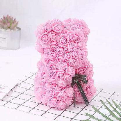 Rose Bear Gift 25cm Artificial Teddy Rose Bear with Box