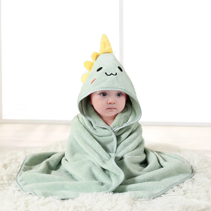 Baby Hooded Bath Towel Coral Fleece Toddler Bathrobe