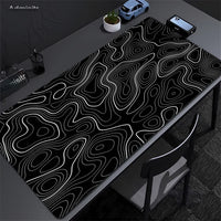 XXL Black & White Desk Mat – Abstract Liquid Gaming Mouse Pad