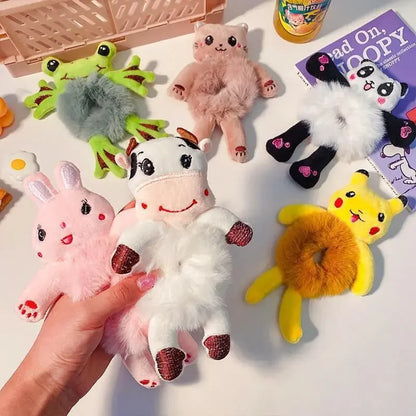Frog Plush Hair Scrunchie Cute Elastic Ponytail Hair Band