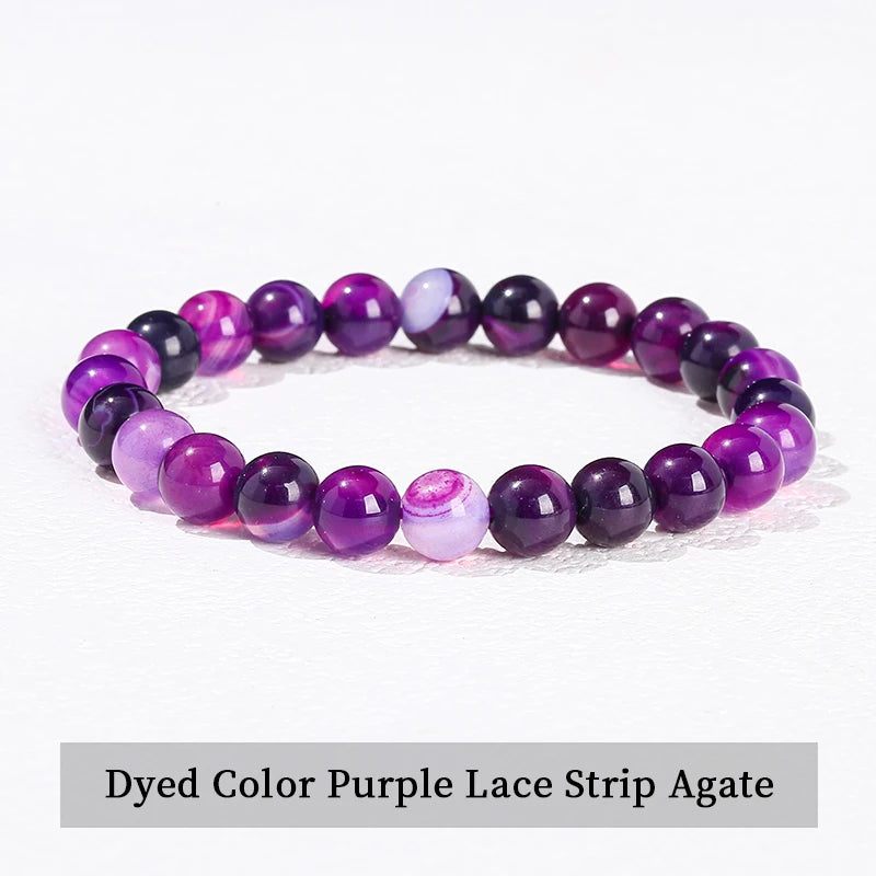 Natural Stone Bead Bracelet – Crystal Gemstone Stretch Bracelet