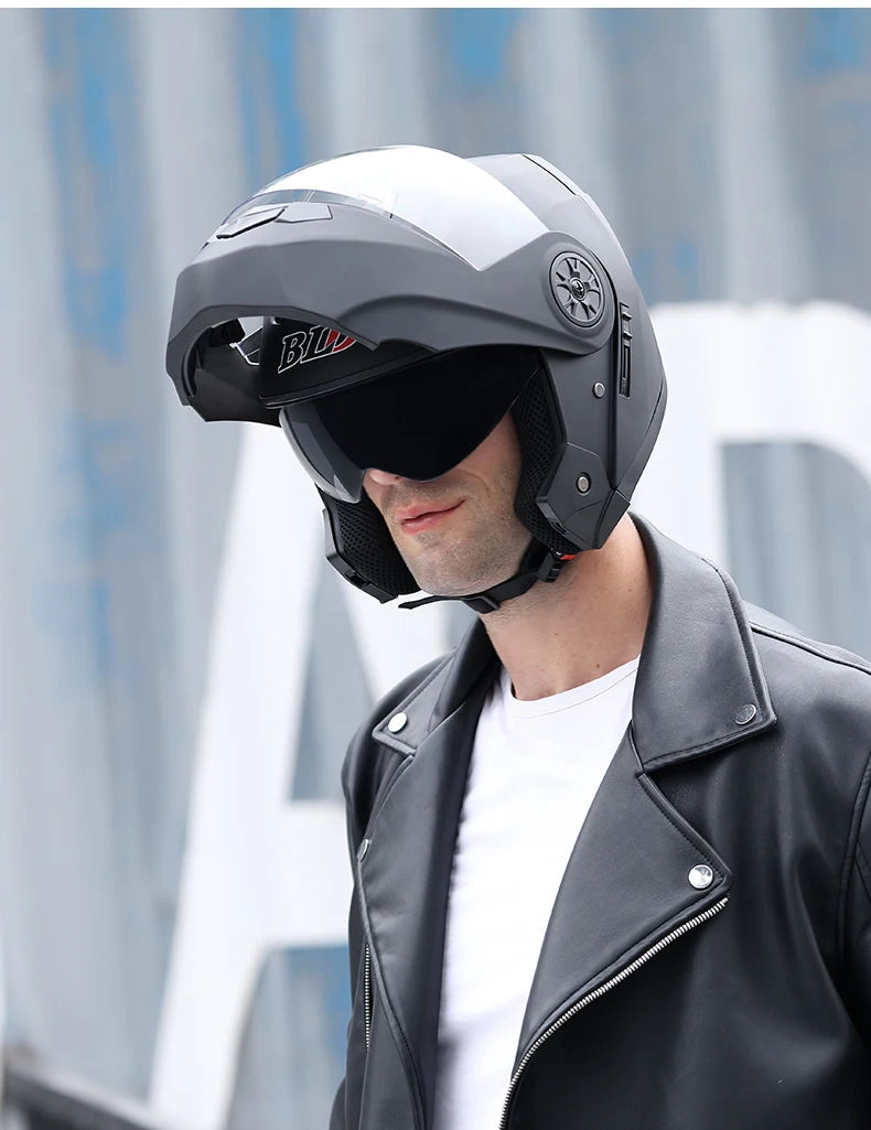 Flip Up Motorcycle Helmet DOT Dual Visor Modular Full Face