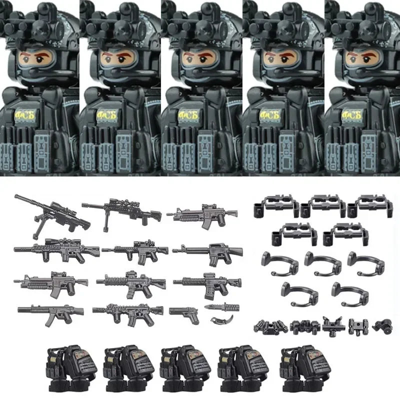 Military Soldier Building Blocks Mini Figure Set with Accessories