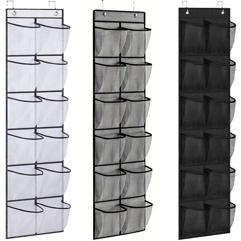 Over Door Shoe Organizer, 12-Pocket Mesh Rack