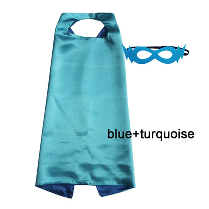 Kids Superhero Cape with Mask Reversible Satin Costume