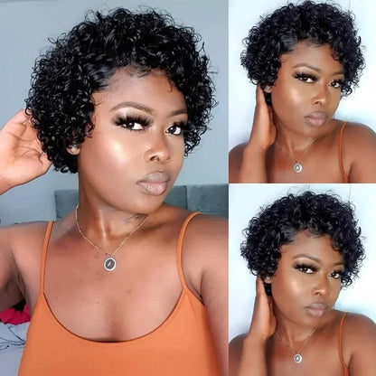 Curly Pixie Cut Human Hair Wig 13x1 HD Lace Front