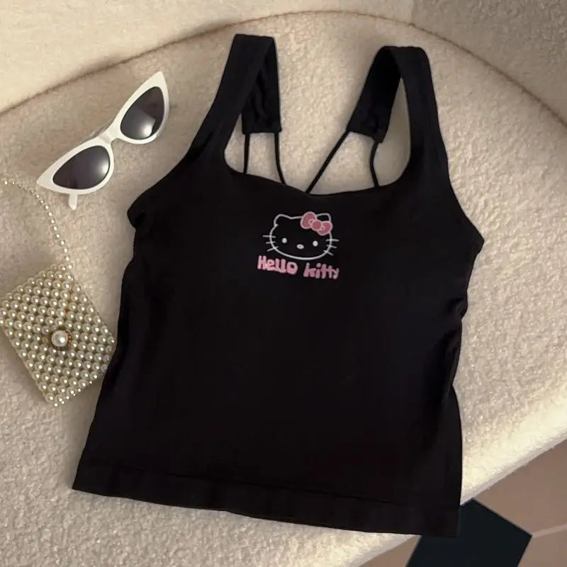 Hello Kitty Printed Tank Top – Cute Summer Cami with Built-In Padding